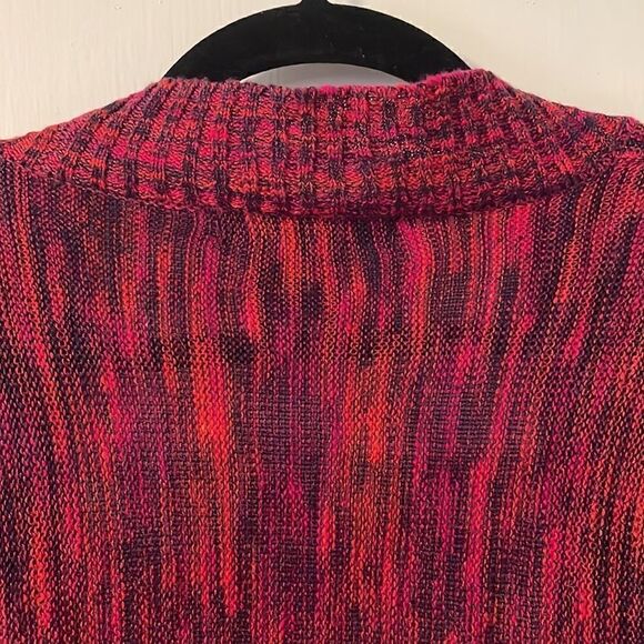 United States Sweaters 3/4 dolman sleeve variegated red & black open cardigan M - Picture 7 of 9
